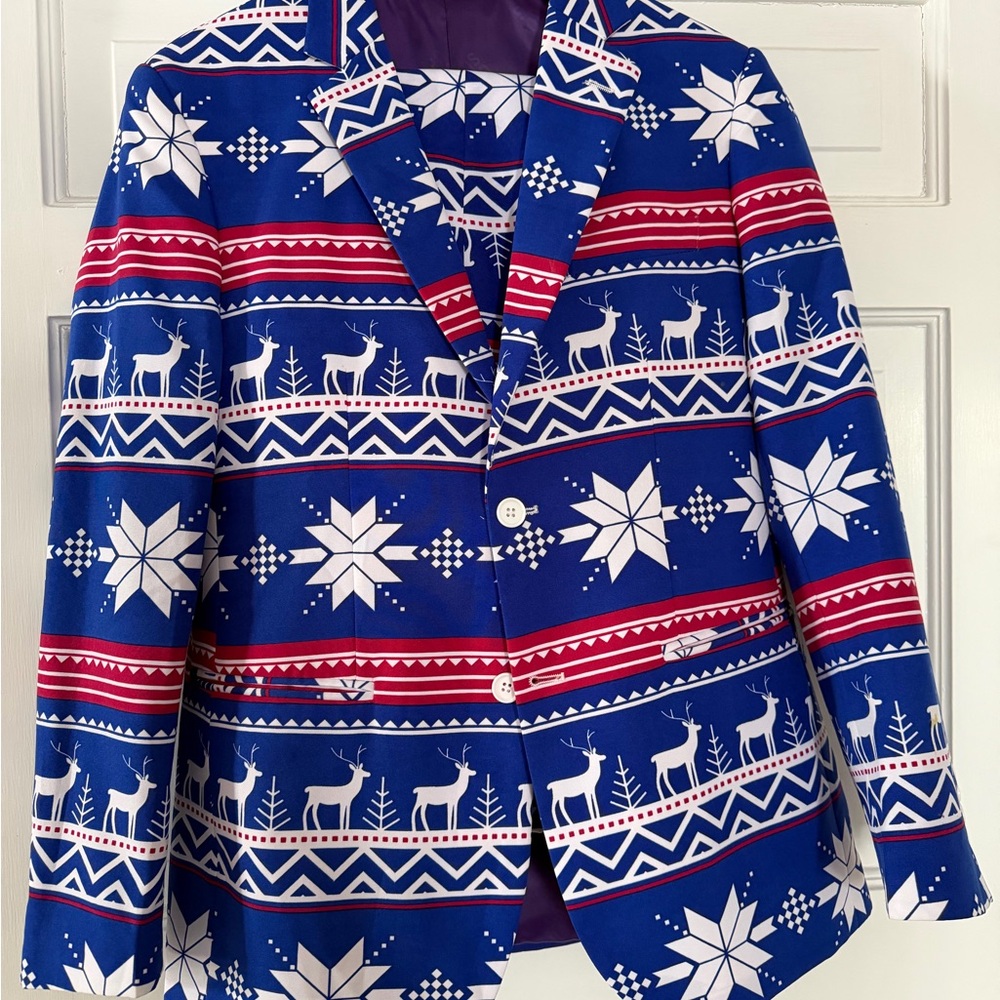 OppoSuits Blue and Red Festive Suit